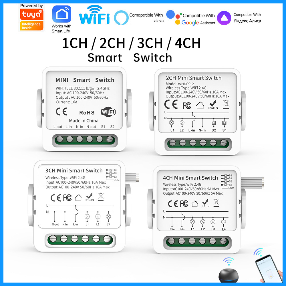 Smart Home Controller - Interruptor Inteligente WiFi Tuya de 1/2/3/4