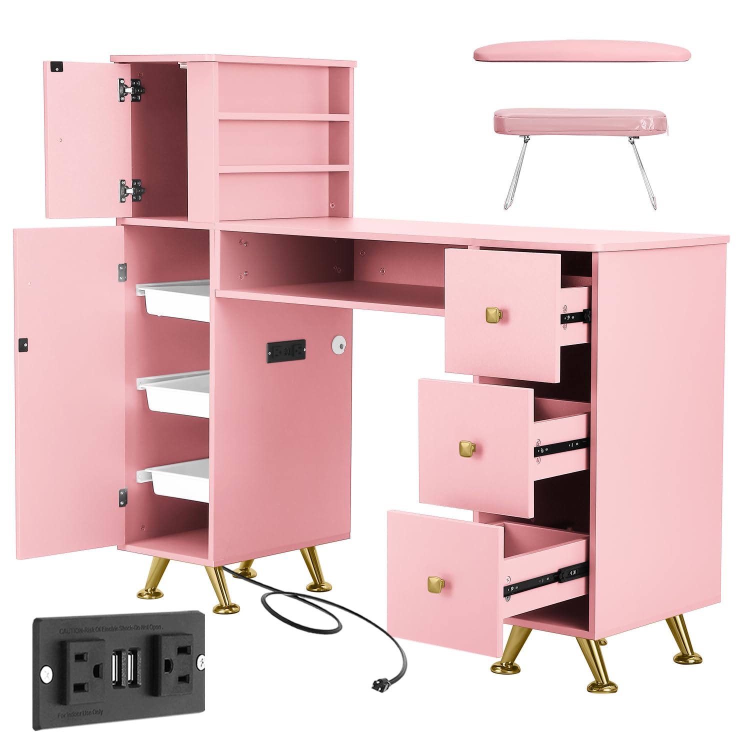 Smart Home Pc - Mesa de Manicura Rosa para Técnicos