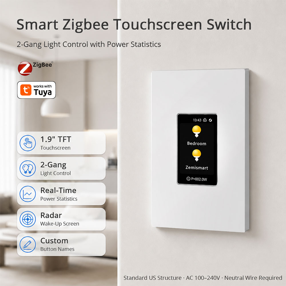 Smart Home Dashboard - Interruptor Inteligente Táctil Zigbee Zemismart de