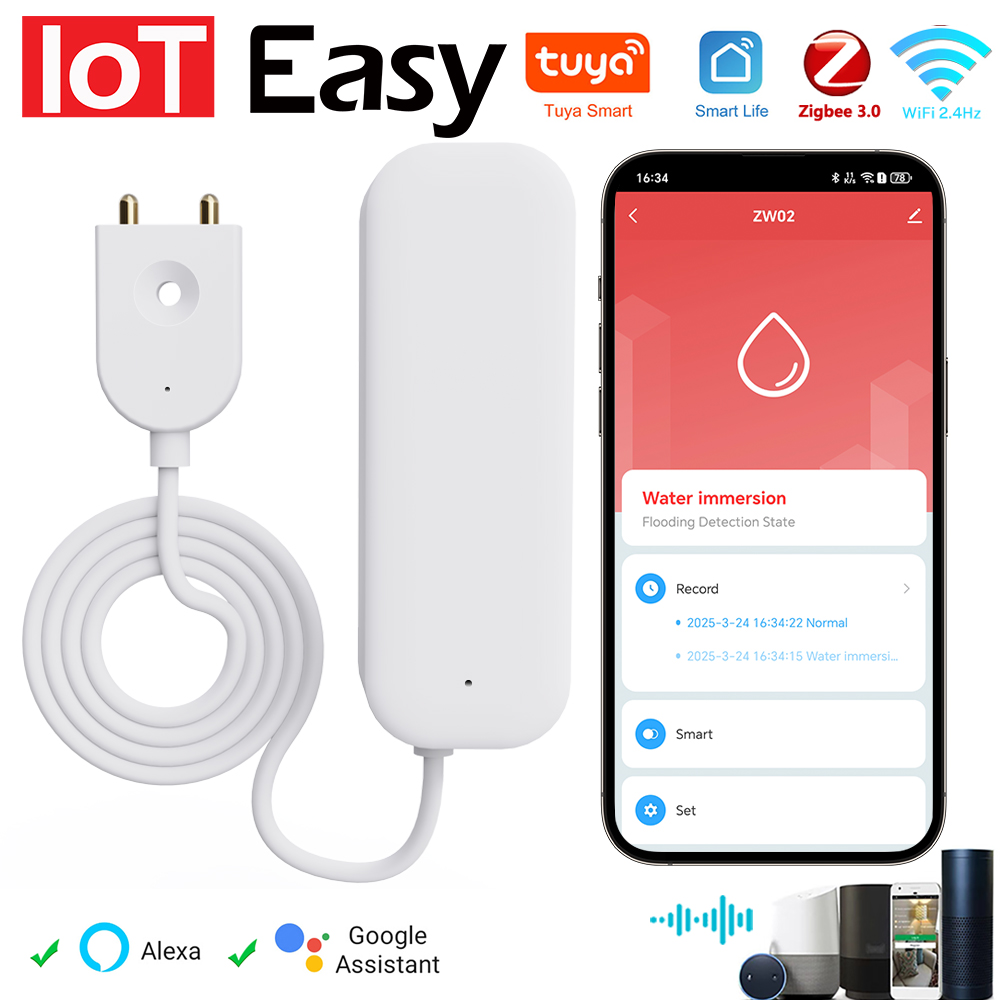 Wifi Water Leak Detector - Tuya WiFi ZigBee Sensor de agua