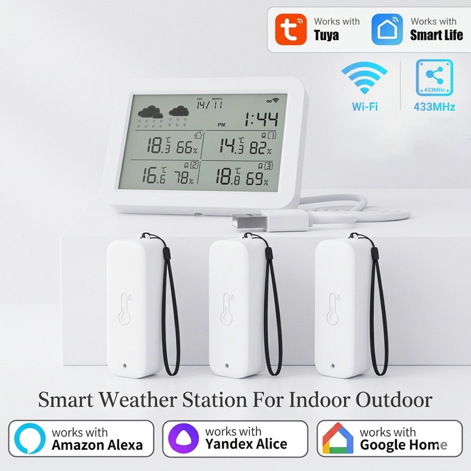 Smart Home Elements - Estación Meteorológica Tuya WiFi+RF433, Hogar Inteligente