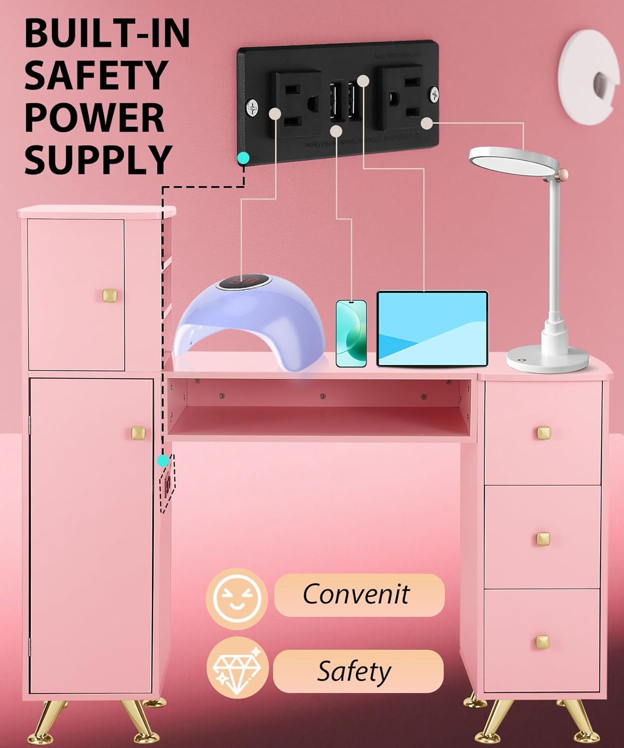 Mesa de Manicura Rosa para Téc - Smart Home Pc reseña y precio