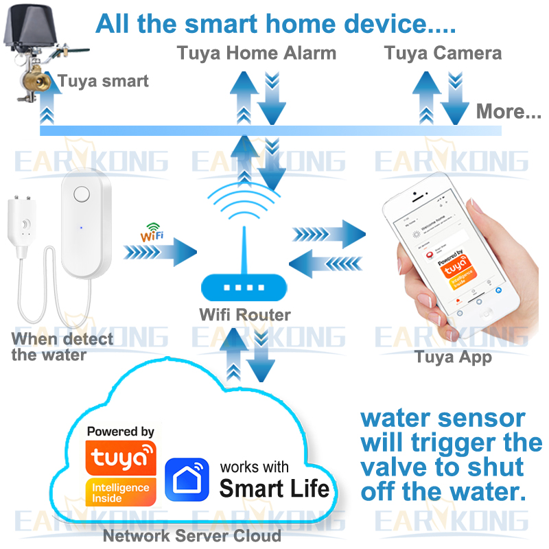 Tuya-Sensor inteligente de fug - Wifi Water Leak Detector reseña y precio